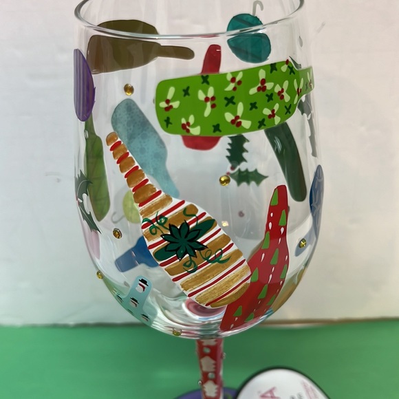 Lolita OPEN BEFORE CHRISTMAS Hand Painted Wine Glass 6011252 NEW IN BOX - Picture 3 of 10